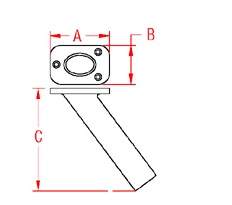 Stainless Steel Flush Rod Holder and Replacement Components dimensional drawing