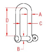 Long-d-shackle-w-captive-pin-marine-grade-316-stainless-steel-drawing