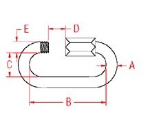 Long-quick-link-marine-grade-316-stainless-steel-drawing