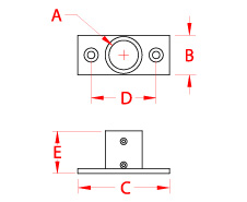Stainless Steel Two-Hole Rectangular Rail Bases dimensional drawing