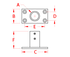 Stainless Steel Rectangular Rail Bases dimensional drawing