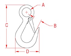 Eye Hook Large Cast 316 Marine Grade Drawing