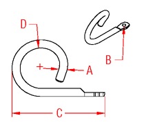 Reefing Hook 316 Marine Grade Drawing