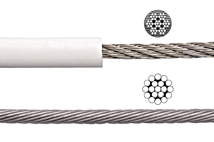 Stainless Steel WIRE ROPE 316, 7x7, PVC, 5/32 in. x 1/4 in. 1000