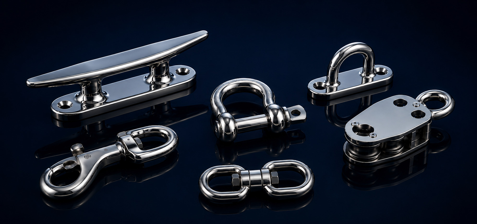 Stainless steel marine deck and rigging hardware