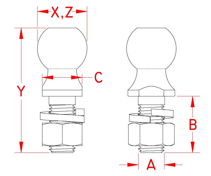 Stainless Steel Hitch Ball Line Drawing