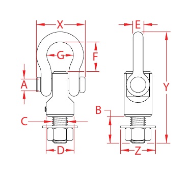 316 Stainless Steel Hoist Assemblies dimensional drawing