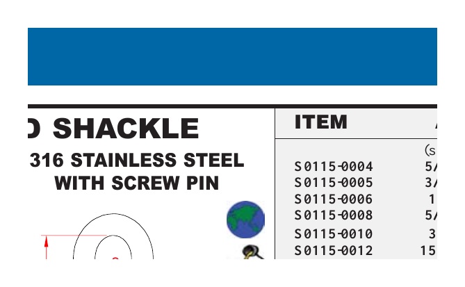 304 Stainless Steel Stamped D Shackles dimensional drawing