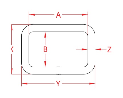316 Stainless Steel Rectangle Loops dimensional drawing