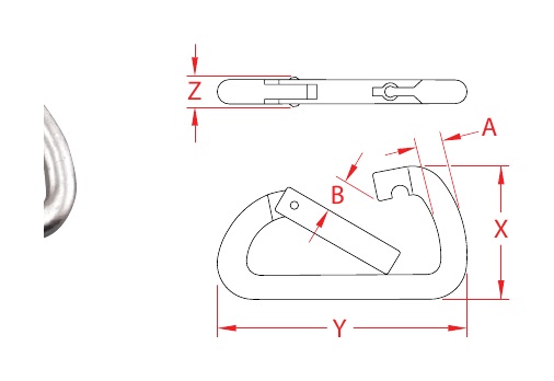 316 Stainless Steel Asymmetric Spring Clips dimensional drawing