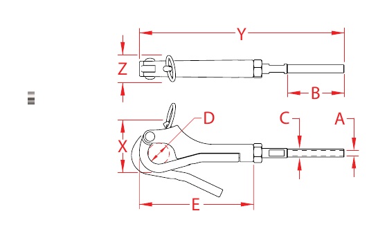 316 Stainless Steel Pelican Hooks dimensional drawing