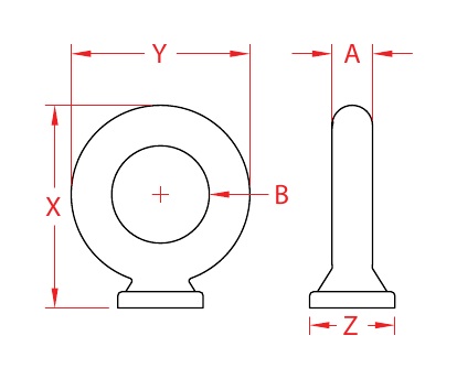 316 Stainless Steel Forged Pad Eyes dimensional drawing