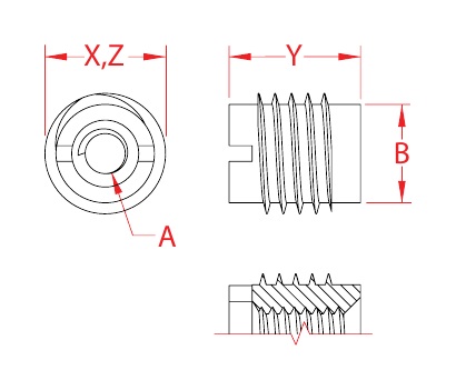 303 Stainless Steel UNC Threaded Wood Inserts dimensional drawing