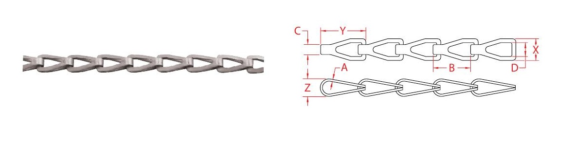 304 Stainless Steel Sash Chains dimensional drawing