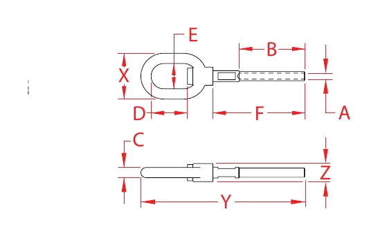 316 Stainless Steel Hand-Swage Swivel Gate Eyes dimensional drawing