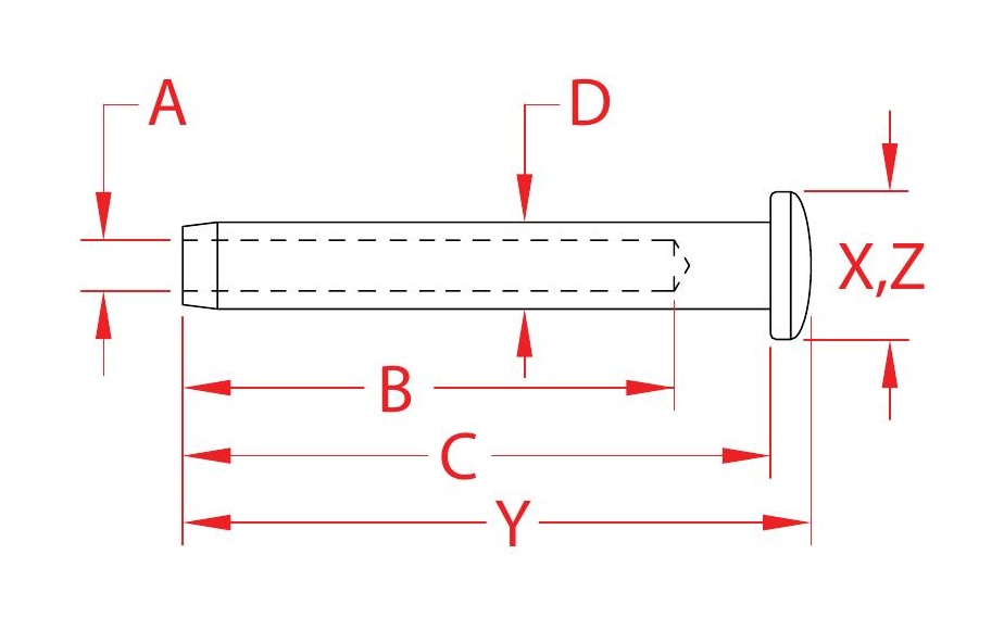 Stainless Steel Swage Domehead Terminals dimensional drawing