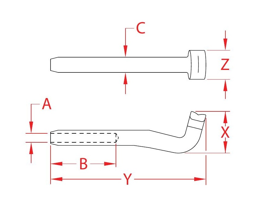 Stainless Steel Swage T-Terminals dimensional drawing