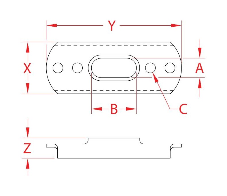Stainless Steel T-Plates dimensional drawing