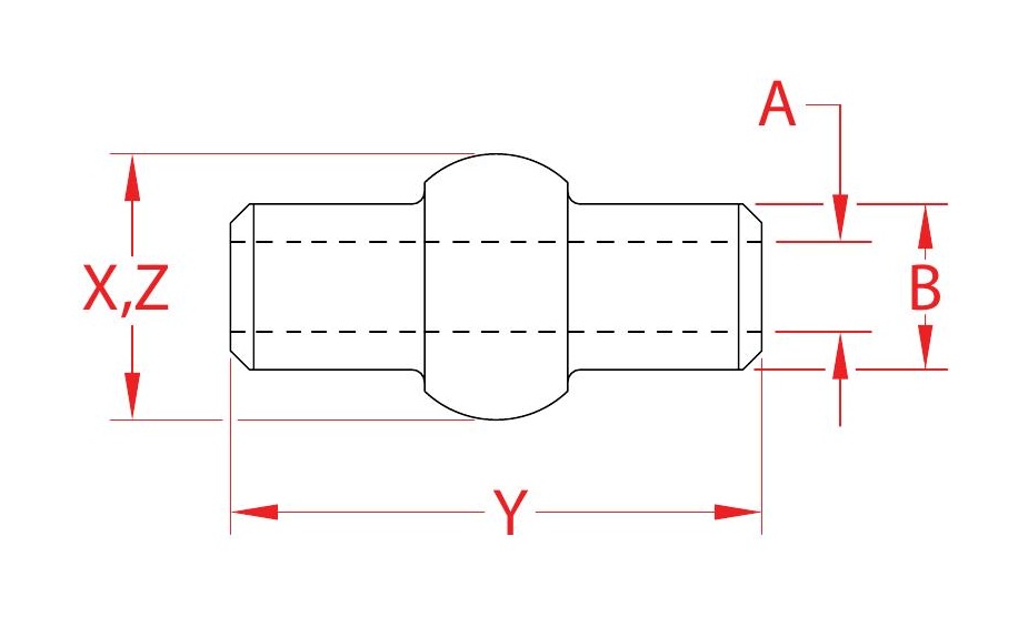 316 Stainless Steel Double-Shank Balls dimensional drawing