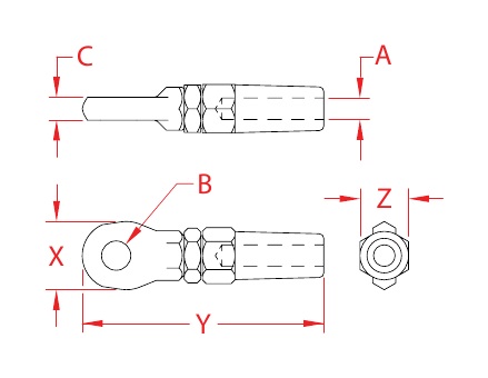 Stainless Steel Quick-Attach Eyes dimensional drawing