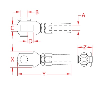 Stainless Steel Quick-Attach Jaws dimensional drawing