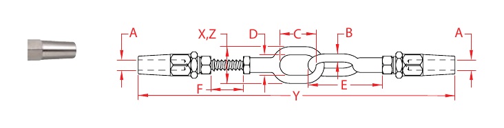 316 Stainless Steel Quick-Attach Gate Assemblies dimensional drawing