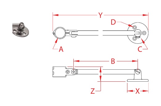 Stainless Steel Stanchion Base and Brace Components dimensional drawing