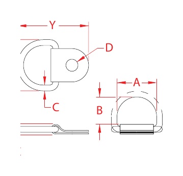 Stainless Steel Folding Pad Eyes dimensional drawing