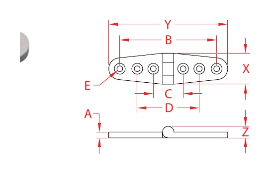 Stainless Steel Strap Hinges dimensional drawing