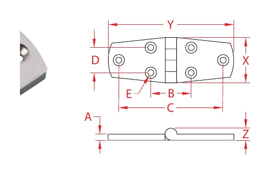 Stainless Steel Equal Door Hinges dimensional drawing