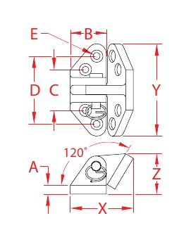 Stainless Steel Hatch Hinges dimensional drawing