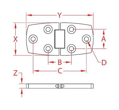 Stainless Steel Heavy-Duty Flush Door Hinges dimensional drawing