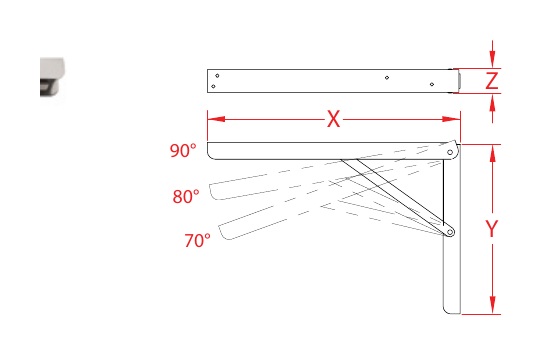 Stainless Steel Folding Table and Seat Brackets dimensional drawing