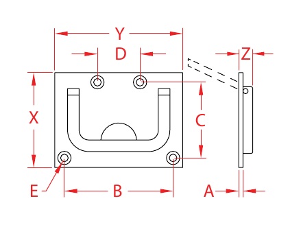 Stainless Steel Flush Lift Rings and Hatch Handles dimensional drawing