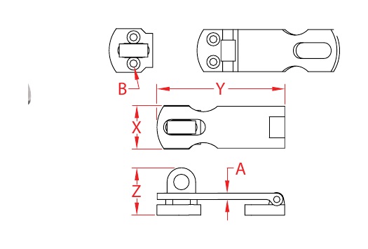 Stainless Steel Safety Hasps dimensional drawing