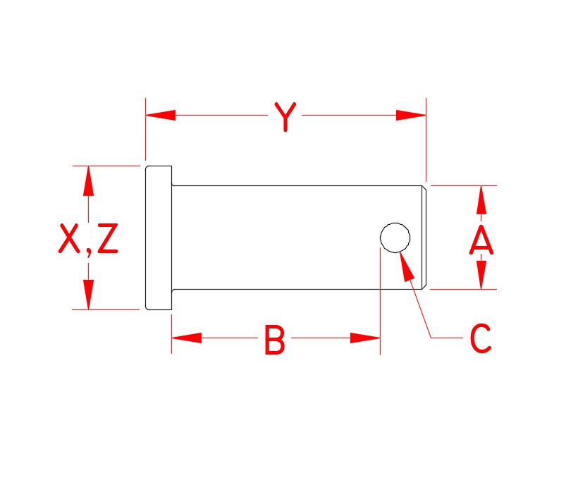 304 Stainless Steel Clevis Pins dimensional drawing