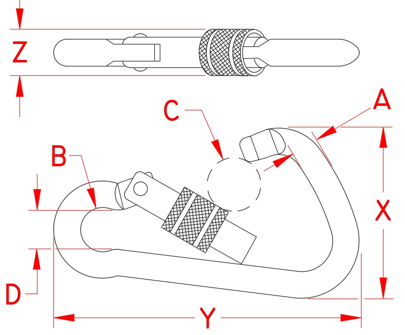 Aluminum Screw-Lock Harness Clips dimensional drawing
