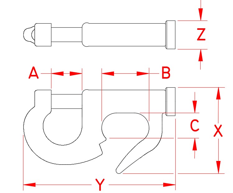 Bronze Jib Hanks dimensional drawing