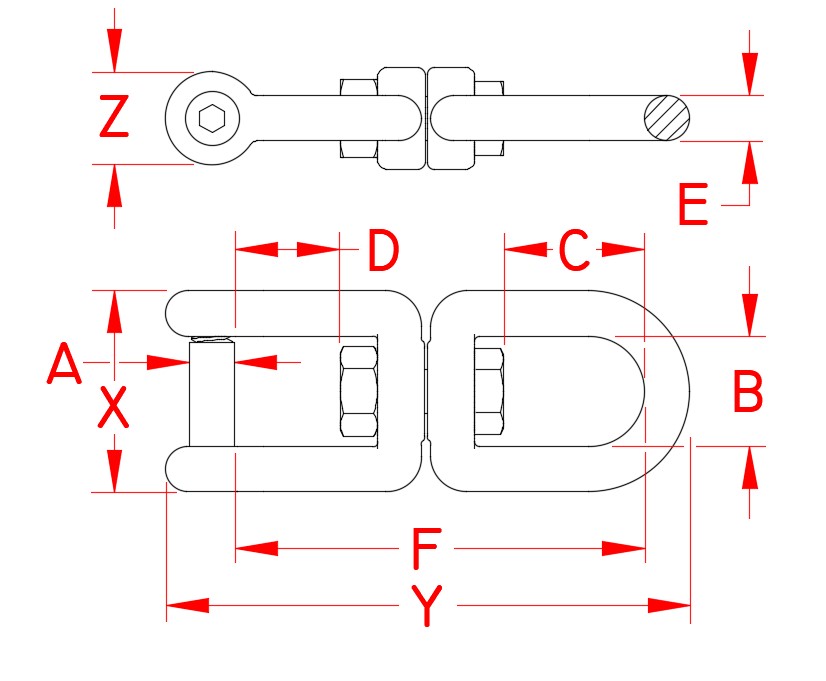 316 Stainless Steel No-Snag Eye-to-Jaw Swivels reference image