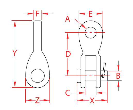 316 Stainless Steel Rigging Toggles — S0168-0 Series dimensional drawing