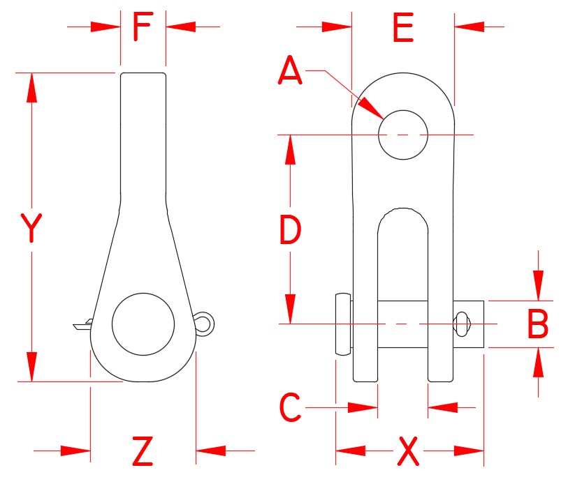 316 Stainless Steel Rigging Toggles — S0168-S Series dimensional drawing