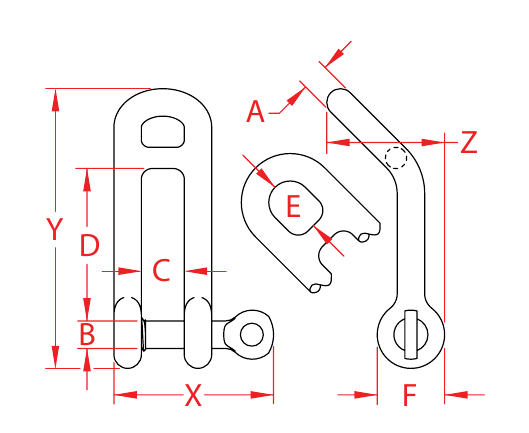 316 Stainless Steel Headboard Shackles dimensional drawing