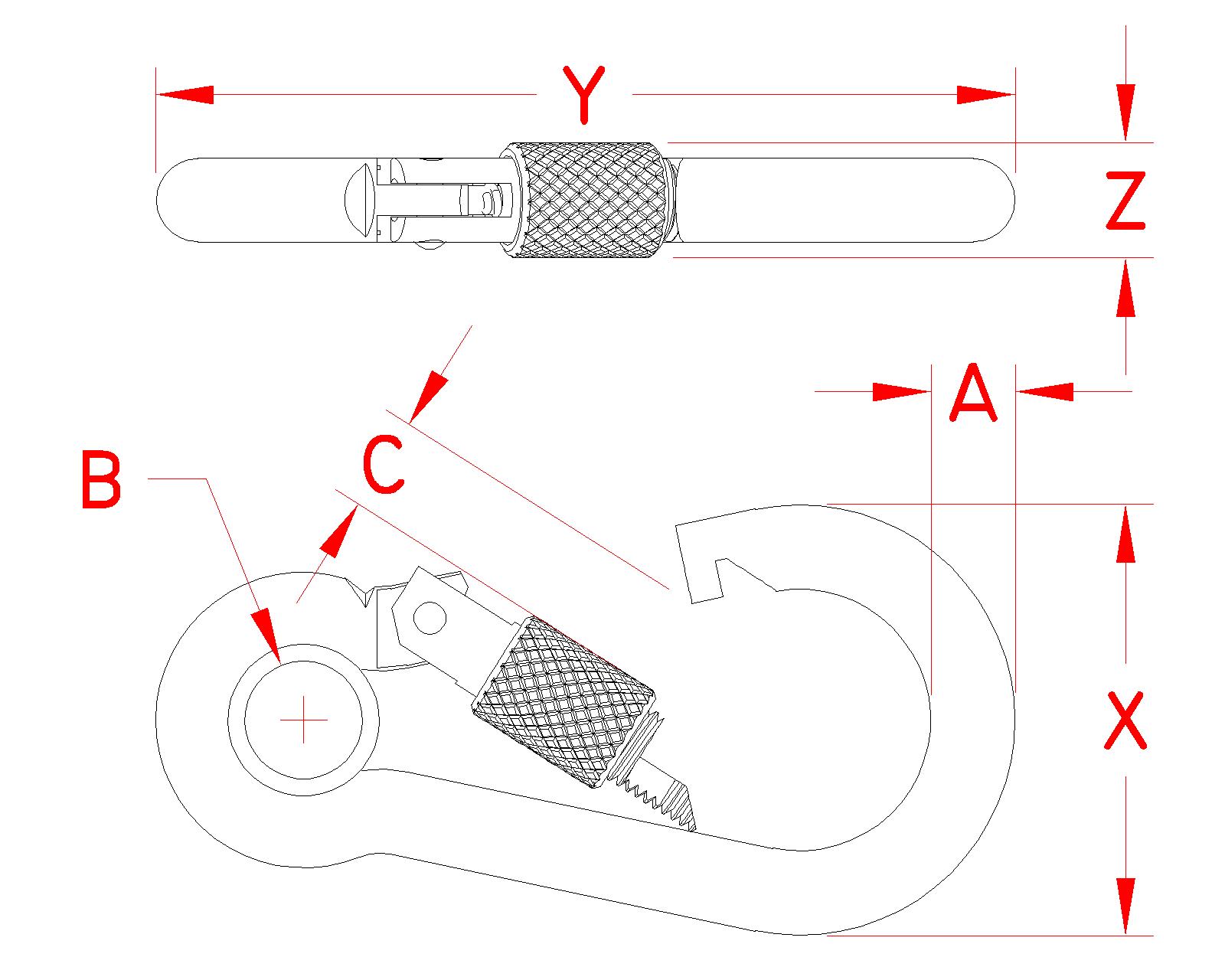 316 Stainless Steel Screw-Lock Spring Clips dimensional drawing