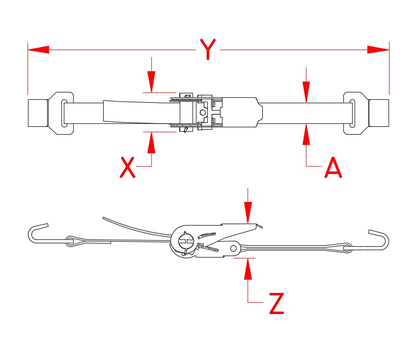 304 Stainless Steel 1-Inch Ratchet Assemblies with Double Flat Hooks reference image