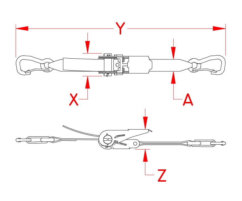 304 Stainless Steel 1.5-Inch Ratchet Assemblies with Double Harness Hooks reference image