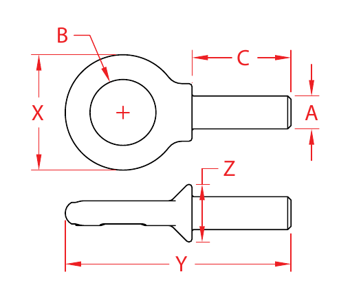 316 Stainless Steel Forged Shoulder Eye Rivets dimensional drawing