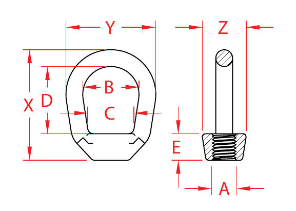 316 Stainless Steel Metric Forged Lifting Eye Nuts dimensional drawing