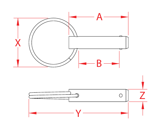 316 Stainless Steel Quick Pins dimensional drawing