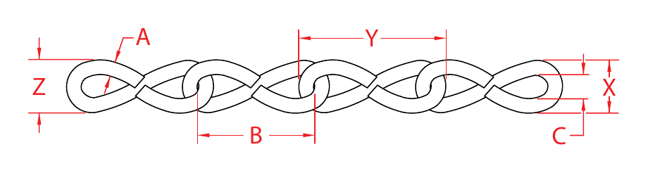 304 Stainless Steel No. 18 Jack Chain dimensional drawing
