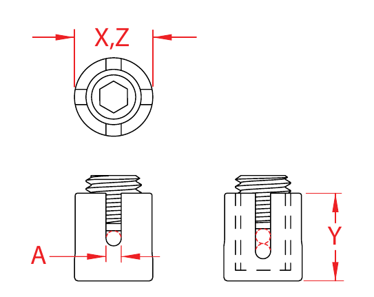 Stainless Steel Standard Cross Clamps dimensional drawing